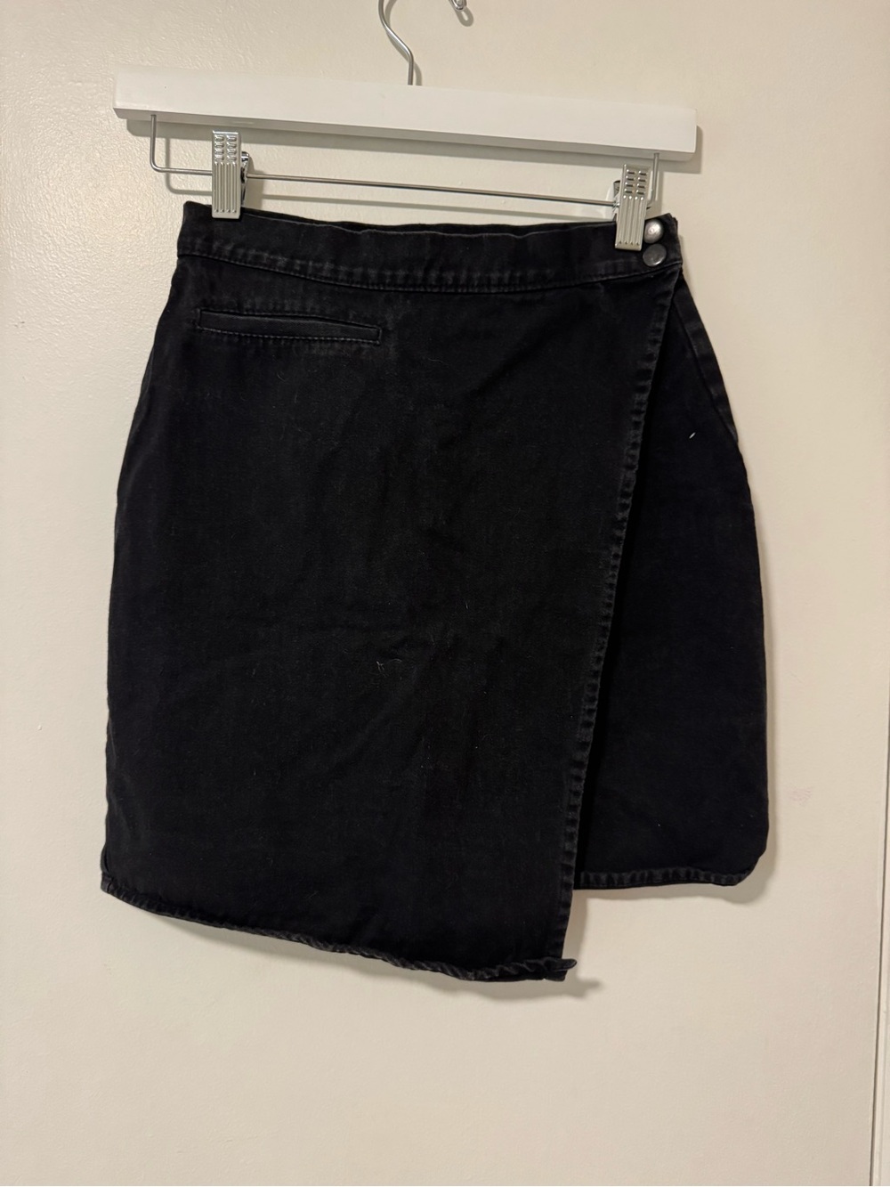 Black Denim Wrap-Front Women's Skirt